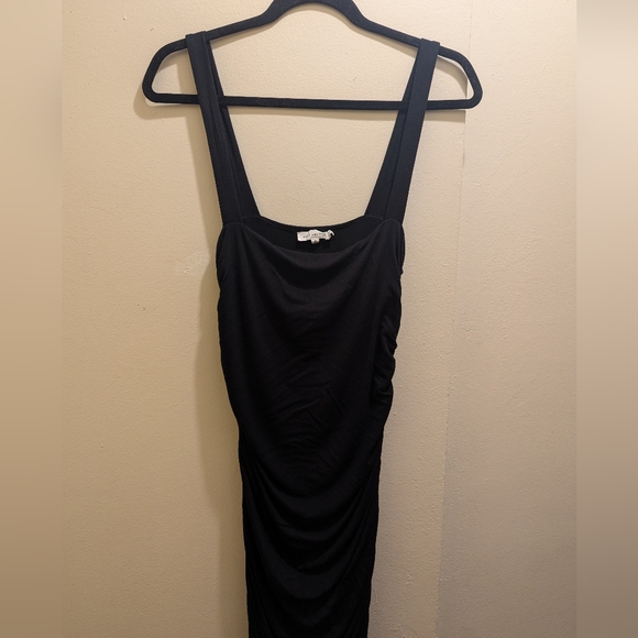 GOOD AMERICAN Black Squareneck Ruched Sleeveless Bodycon Maxi Dress- L (3) - Picture 7 of 13